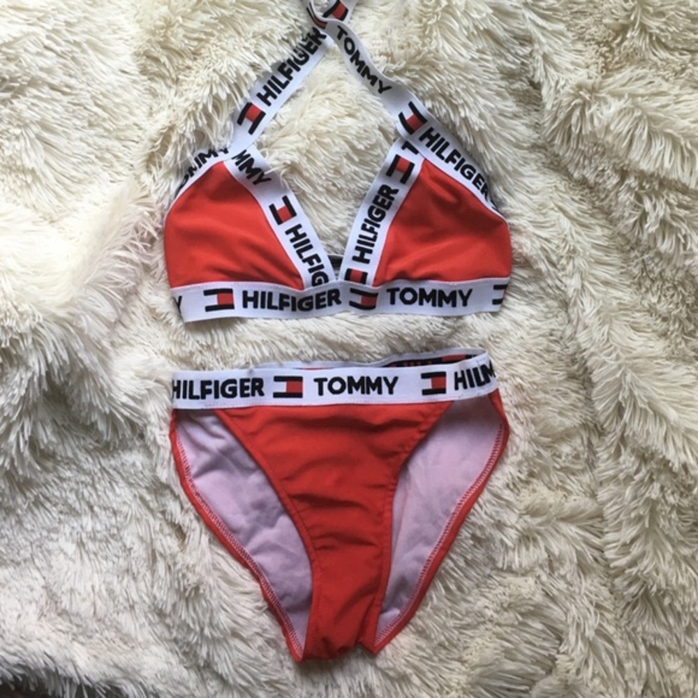 Red Tommy Hilfiger Inspired Two-piece Bikini